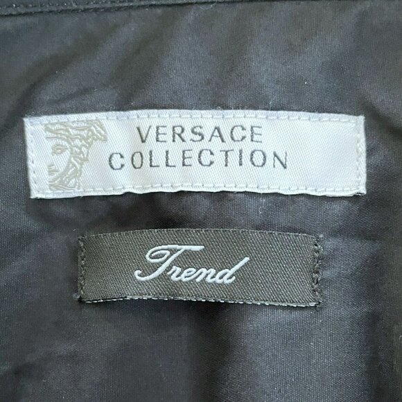 Versace Collection Men's Sz 41 "Trend" Black Dress Shirt Banded Collar - Picture 4 of 10